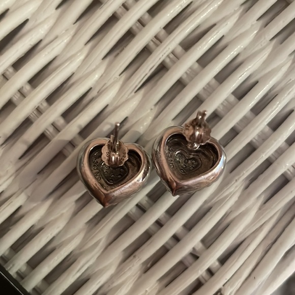 Sterling silver heart earrings - Picture 2 of 3